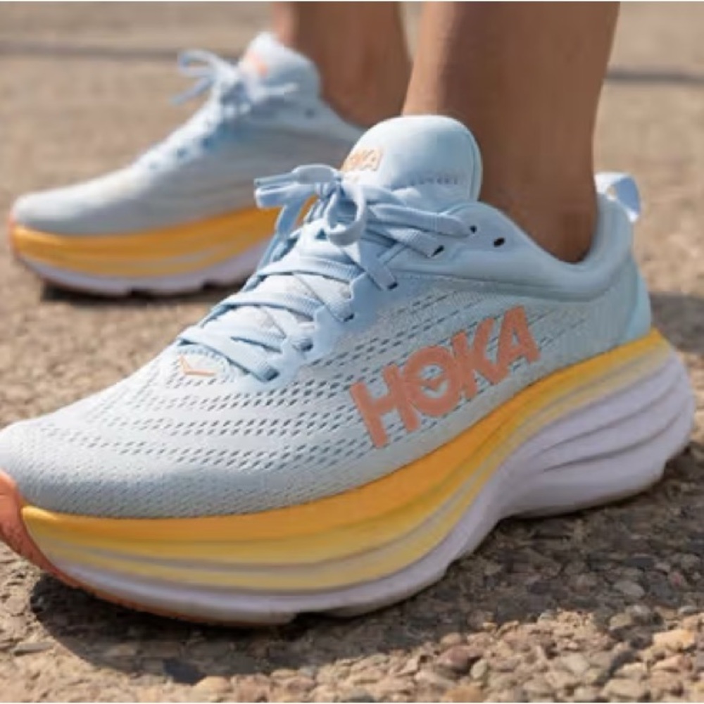 Hoka Women's Sky Blue and Yellow Athletic Shoes